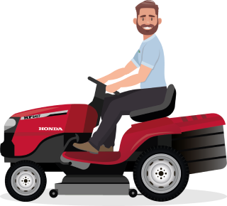 Man on ride-on mower