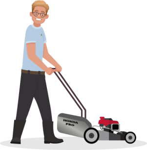Man with lawnmower